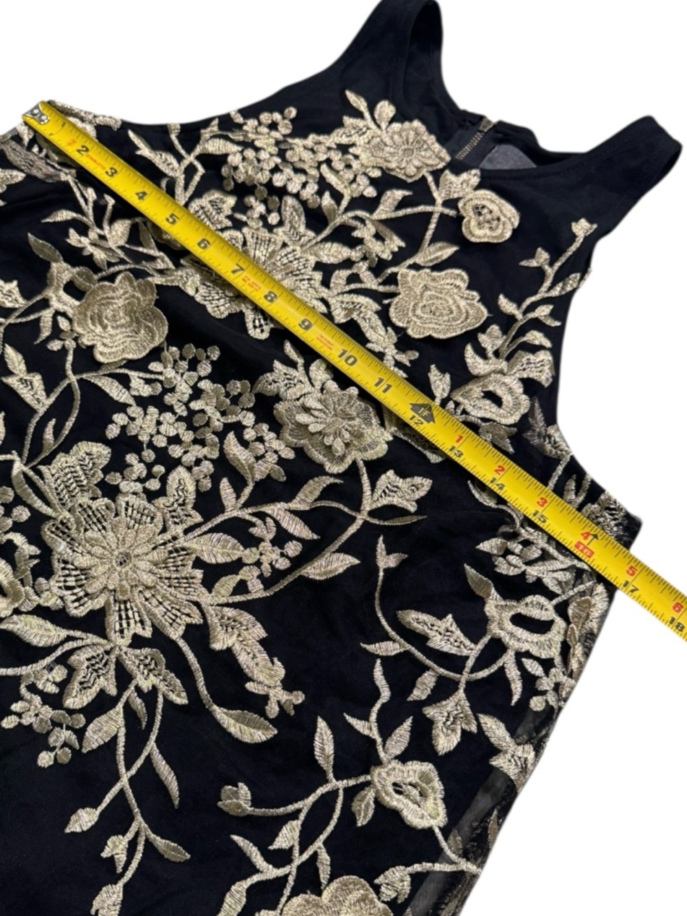 NEW Sunday In Brooklyn Black and Gold Floral Embroidered Appliqué 3D Top - XS - Picture 9 of 11